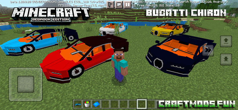 Bugatti Chiron Mod Minecraft PE 1.20, 1.19.83 for Android, iOS