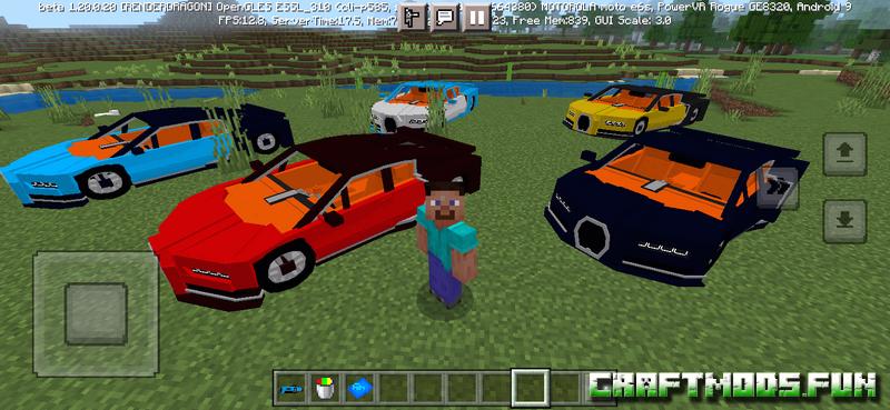 Bugatti Chiron Mod Minecraft PE 1.20, 1.19.83 for Android, iOS