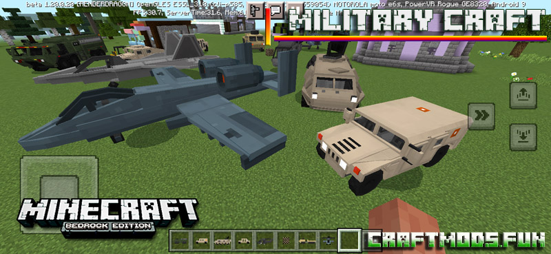 Military Craft Mine Vehicle Gun Mod MCPE 1.20 for iOS, Android, Win 10