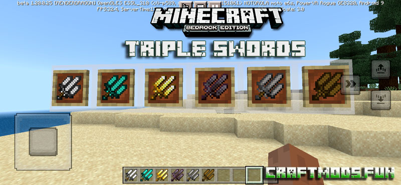 Free Download Triple Swords Mod Minecraft PE 1.20 for iOS, Android