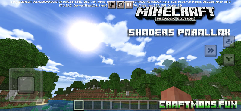 Parralx Shaders pack Mod Minecraft PE 1.20, 1.19.83 for iOS, Android