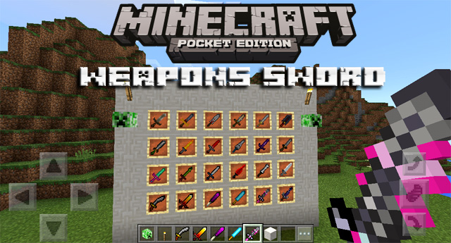 Mod Weapons Sword на Майнкрафт ПЕ 1.2.10 / Windows 10