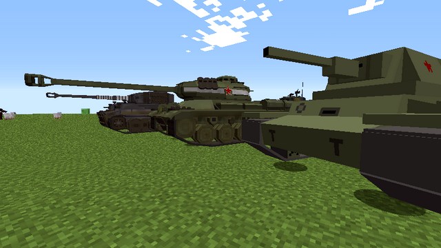 Minecraft assembly with mods for weapons and tanks