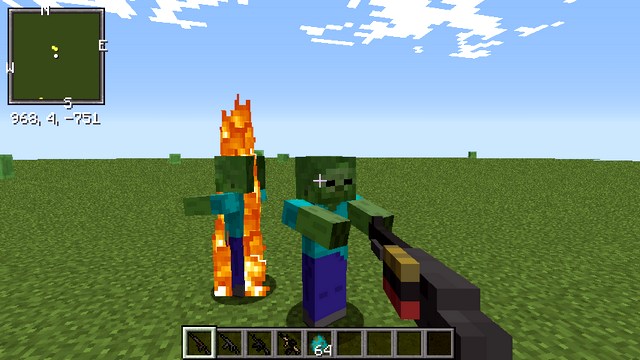 Minecraft assembly with mods for weapons and tanks