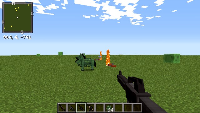 Minecraft assembly with mods for weapons and tanks