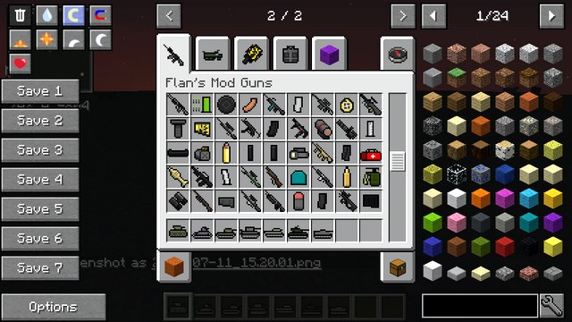 Minecraft assembly with mods for weapons and tanks