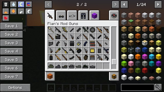 Minecraft assembly with mods for weapons and tanks