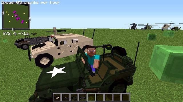 Minecraft assembly with mods for weapons and tanks