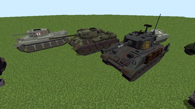 Minecraft assembly with mods for weapons and tanks