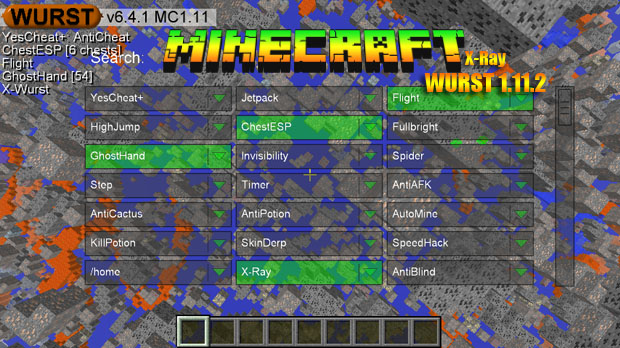 Download Minecraft 1.11.2 with mods Wrust - Cheat Xray
