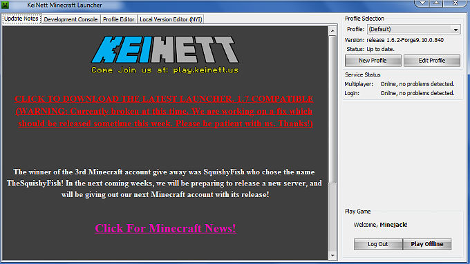 Working version Minecraft 1.6.2 / Minecraft pirate launcher Keinett
