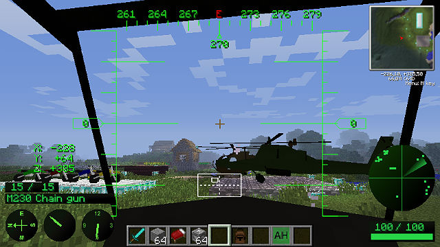 Minecraft mod helicopter / Minecraft client 1.6.2 with 31 mods