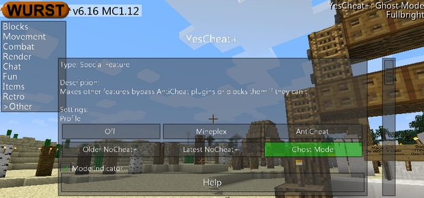 Download Minecraft cheat Wurst MC 1.12 | XRay :: Fly :: Items