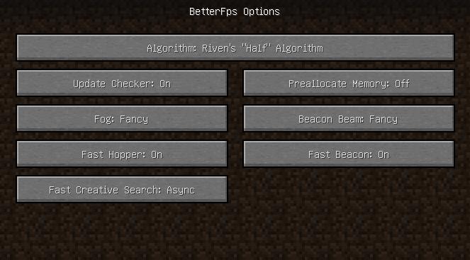 Download mod BetterFPS for Minecraft 1.11.2 