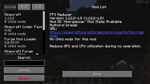 Download FPS Reducer mod for Minecraft 1.12.2