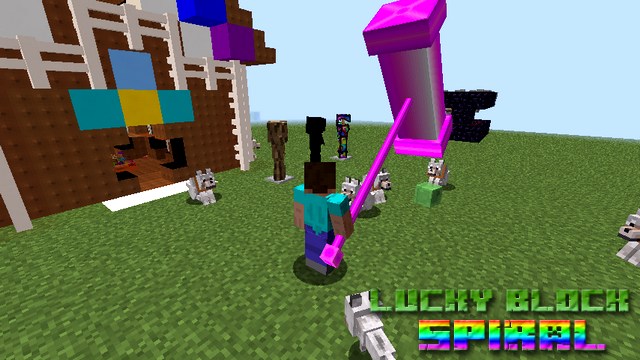 Lucky Block Spiral mod on Minecraft 1.8.9