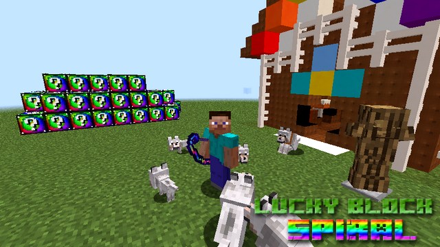 Lucky Block Spiral mod on Minecraft 1.8.9