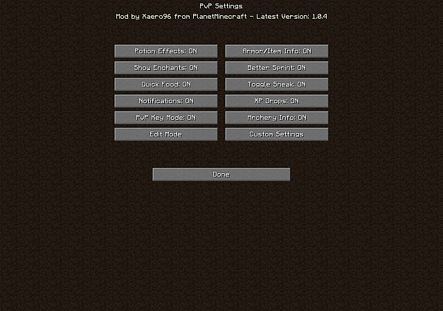 Download mod for PvP for Minecraft 1.7.10, 1.8.8, 1.8.9