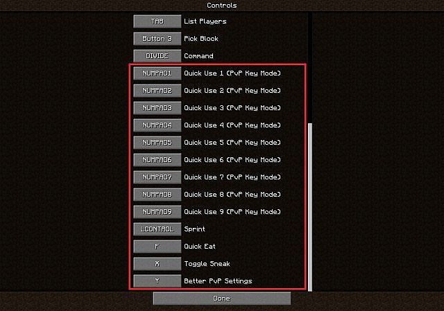 Download mod for PvP for Minecraft 1.7.10, 1.8.8, 1.8.9